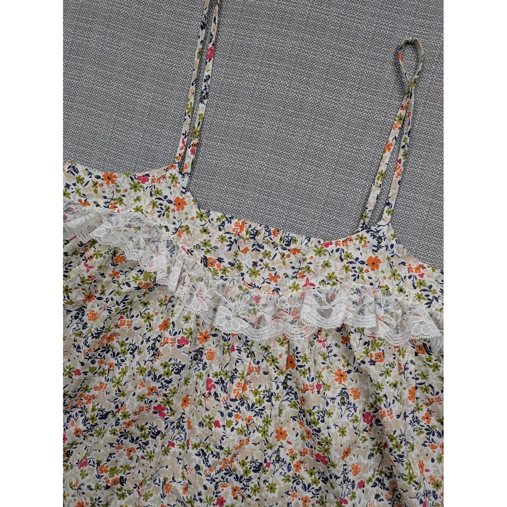 Anthropologie Pajama Set Womens Medium Floral Ruffle Lace Babydoll Shorts